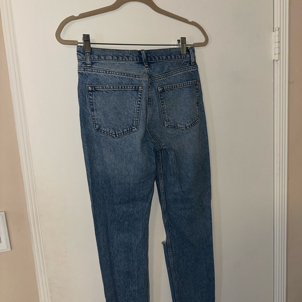 Reformation Shasta Destroyed Mid-Rise Straight Leg Jeans Waist Size 24 - Picture 3 of 7